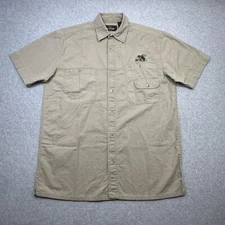 Red Head Shirt Medium Beige Bass Embroidered Fishing Outdoor Casual Adventure