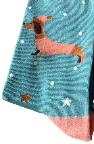 Wurst Hunde Socken Damen 2 Paar Dackel Hund Entenei blau rosa Bambus 3 - 7 - Bild 2 von 6