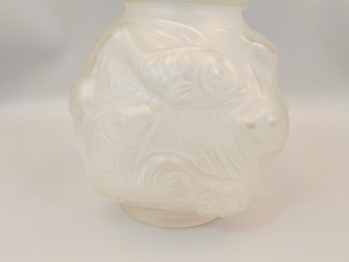 RARE LARGE FROSTED CZECH GLASS FISH BOWL/VASE - Picture 3 of 5