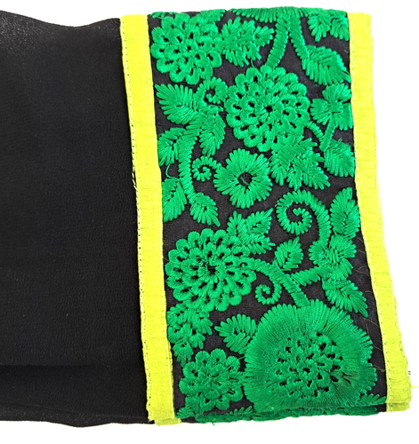 Kurta Top Women's 40" W 25"L Made in India Green Black Gold Traditional - Picture 4 of 8