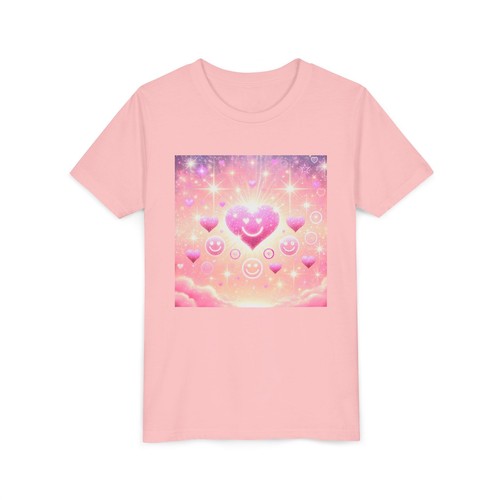Camiseta Juvenil Manga Corta con Diseño de Corazones Brillantes, Lindo Regalo, Top de Cumpleaños, - Imagen 5 de 6