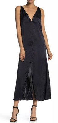 navy silk long dress