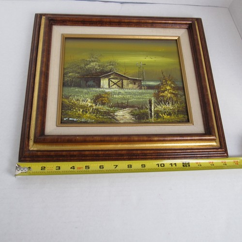 VTG Original Acrylic Painting Framed Signed Barn Landscape Farmhouse Canvas - Picture 10 of 11