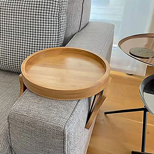 Sofa Tray Table Sofa Armrest Clip-On Tray Natural Bamboo Sofa Tray AE - Picture 7 of 12