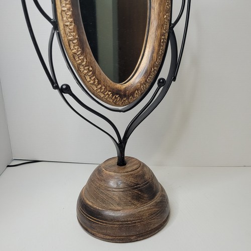 Wooden Vanity Mirror Shaving Mirror Makeup Mirror Free Standing Adjustable 17" - Picture 4 of 5