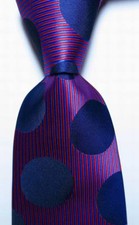 New Classic Striped Dot Blue Red JACQUARD WOVEN 100 Silk Men's Tie Necktie