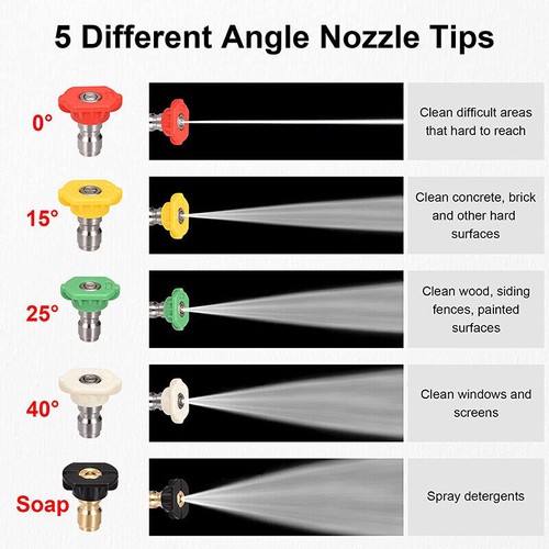 1/4" High Pressure Washer Gun 4000 PSI Car Wash Foam Spray Short Wand w/5 Nozzle - Picture 25 of 31