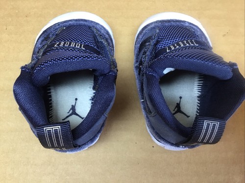 Nike Jordan 11 Botín Cuna Medianoche Azul Marino/Metálico Plateado Bebé Talla 1c 3 Meses - Imagen 7 de 7
