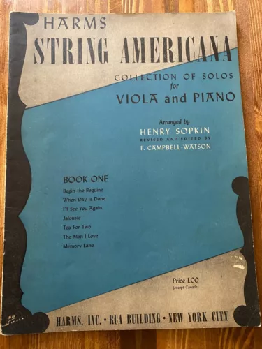 Harms String Americana Collection of Solos for Viola and Piano