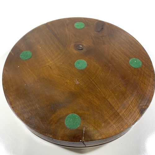 Vintage Mid Century Wood & Brass Ashtray Poker Table Cigar Ashtray 10” - Picture 3 of 7