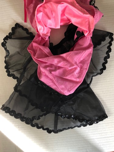 Vintage Ice Skating Dance Costume child's dress up hot pink & black short train - Picture 5 of 5