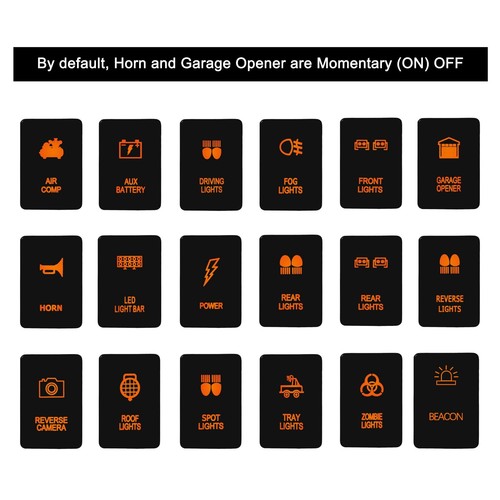 12V Push Button Switch Amber Orange Led ON OFF (ON) For Toyota Landcruiser Hilux - Bild 5 von 43