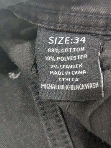 Pantalones de mezclilla de moda Nova para hombre desgastados ajustados acampanados negros lavados talla 34x32 - Imagen 8 de 13