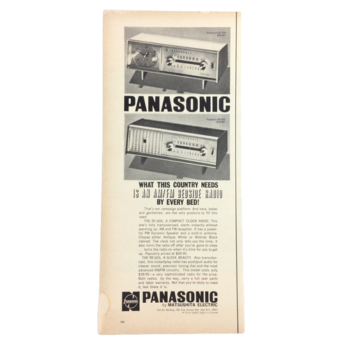 Radio Panasonic DE COLECCIÓN AÑOS 60 IMPRESIÓN ANUNCIO AM/FM cabecera reloj compacto RC 605 - Imagen 1 de 2