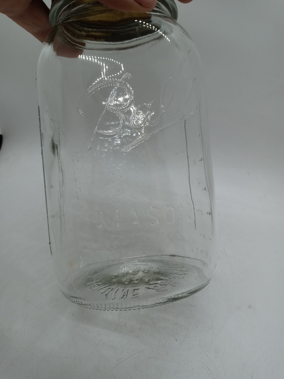 vintage Ball Mason Jar Genuine Sculptured Glass Quart Measure 62A Clear Canning eBay