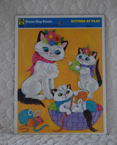 Vintage Merrigold Press Kittens at Play 12 Piece Frame-Tray Puzzle 1973