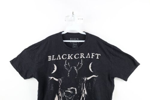 Black Craft Mens 2XL XXL Distressed Spell Out Deer Demon Satan T-Shirt Black - Picture 2 of 9