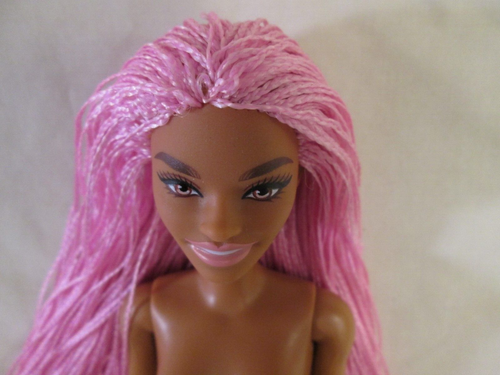 Nude Barbie Extra Doll #10 Pink Hair Braids 2020 Articulated Body Smiling Tan - Picture 6 of 9