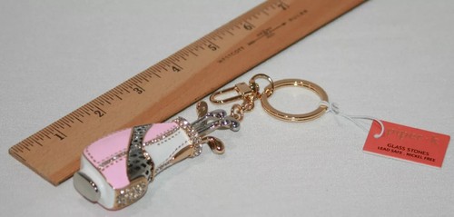 Piper K Golf Bag Charm Keychain - Gold Tone, Pink Crystals, New in Box - Picture 7 of 7