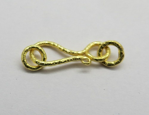2 Pieces 22K Gold S Hooks Clasps 925 Sterling Silver Hammered Clasp 20mm Long - Picture 2 of 4