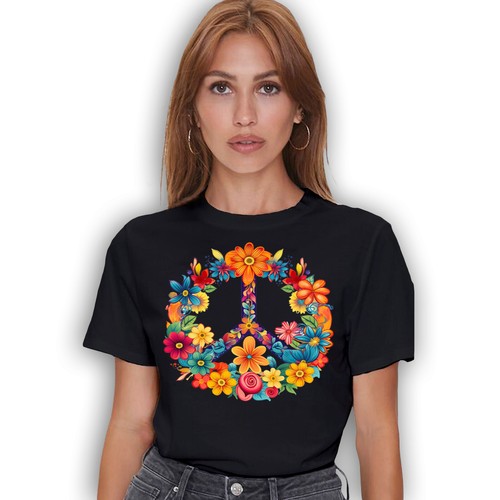 Love And Peace T-shirt - Wildflower Party Men Women Flower Hippie Graphic Tee - Picture 25 of 43