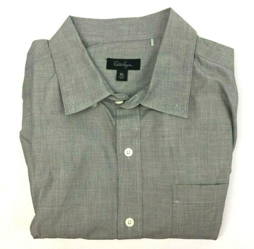 Walter Hagen Men's Shirt End-On-End Long Sleeve Button Down Woven Gray Sixe XL