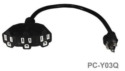 12-Inches 3-Outlet AC Power OutletSaver Splitter Adaptor Cable, PC-Y03Q - Picture 1 of 1