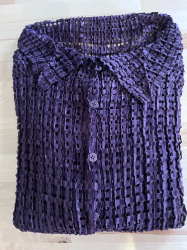 ISSEY MIYAKE dunkel lila Blumenkohl Langarm Hemd mit Knöpfen - Damen Gr. S - Bild 9 von 9