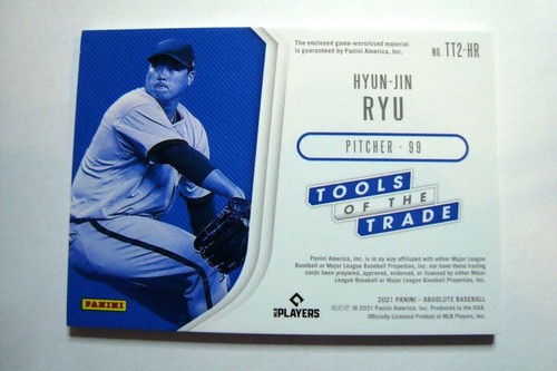 2021 Panini Absolute Tools of the Trade Hyun-Jin Ryu Dual Game Used Patch - Picture 2 of 2