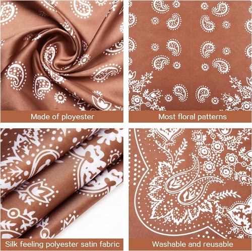 DOOBO 3 Pcs 27.5 Inches Satin Head Scarf Hair Brown,khaki,light Green - Picture 2 of 7