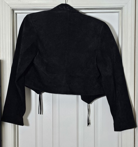 Chaqueta corta vintage County Seat de cuero gamuza talla mediana negra occidental - Imagen 2 de 5