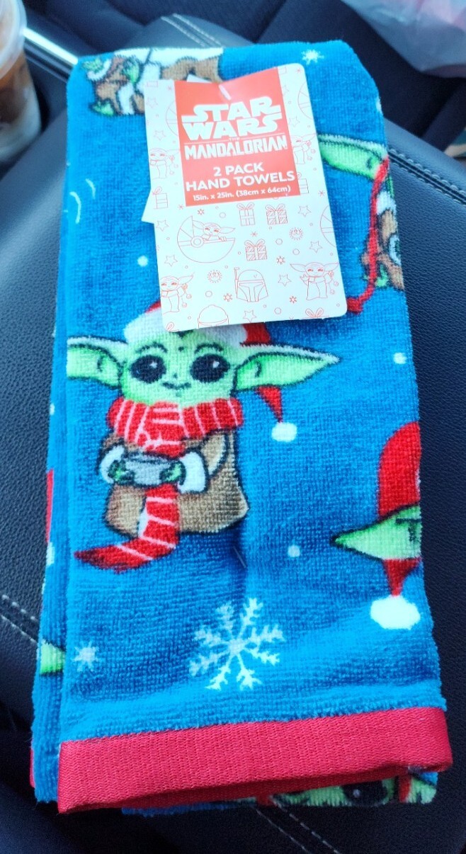 Star Wars Grogu Baby Yoda Azul Copo de Nieve Santa Sombrero Navidad Toallas de Mano Paquete de 2