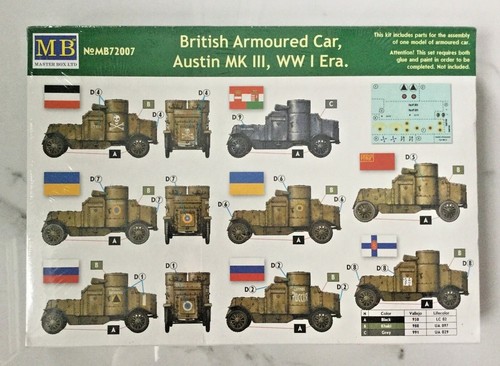 MASTER BOX 1/72 WW I BRITISH ARMOURED CAR AUSTIN MK III WW I ERA MODEL 72007 F/S - Picture 2 of 9