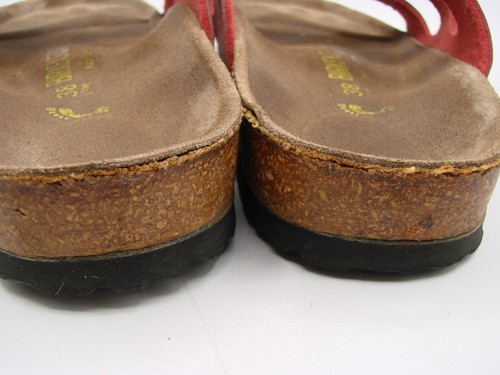 Birkenstock Florida Fresh Red Strap Sandals Size 38 L7 M5 Reg/Wide Soft Footbed - Picture 10 of 11