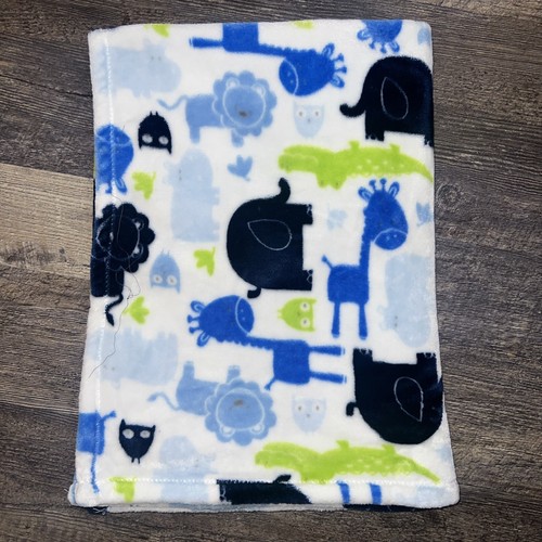 Baby Starters Jungle Blanket Blue Green White Elephant Giraffe Owl Lion Safari - 第 1/3 張圖片