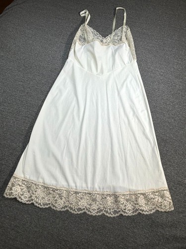 VTG Van Roalte Slip Dress White Lace Trim Nylon 32 A Chemise USA - Picture 5 of 11