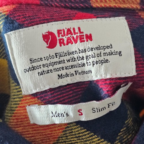 Fjallraven Shirt Men Small S Red Yellow Plaid Slim Fit Flannel Long Sleeve Skog - Picture 13 of 17
