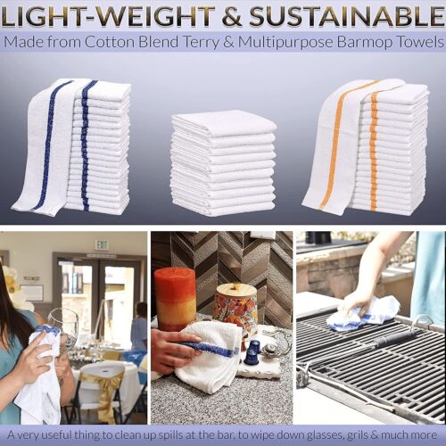 Bar Mop Kitchen Towels Cotton Blend Restaurant Cleaning Towel 16x19 Bulk Pack - Picture 22 of 44