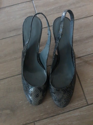 Enzo Angiolini Easerious Slingback Leather Shoes Women 9W Snake Print Gray - Picture 7 of 12
