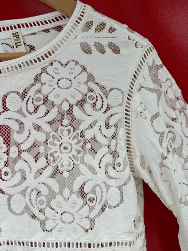 Spell & The Gypsy Collective Designs weiß Spitze Kleeblatt Top Bluse Größe Small - Bild 4 von 18