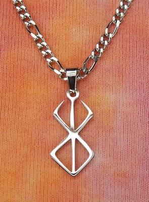 Berserker Rune Necklace with Figaro Chain, Waterproof Hypo Allergenic Stainless