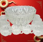 Vintage Williamsport Clear by Hazel-Atlas Glass Square Punch Bowl & 12 Cups