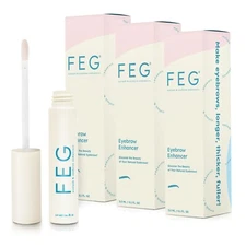FEG Eyebrow Enhancer for Length Thickness Darkness Serum 100% Natural - 3 PACK