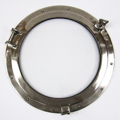 30" Canal Boat Porthole Window Mirror Nickel Finish Ship Window Home Wall Decor - Picture 4 of 6