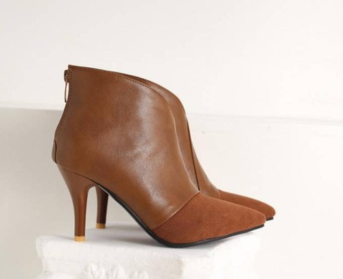 Mujeres Damas Vestido Tacones Altos Punta Punta Cremallera Botines Trabajo Oficina Zapatos - Imagen 10 de 13