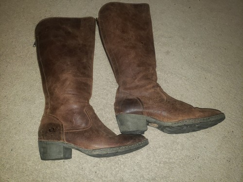 Born Somerset North Tall Boots Womens Size 10M Distressed Brown Leather Back Zip - Picture 5 of 12