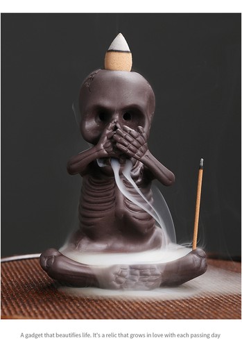 Halloween Gifts Ceramic Backflow Skeleton Incense Burner Smoke Waterfall Holder - Bild 21 von 27
