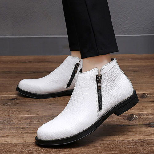 Botas al tobillo estilo británico con cremallera lateral de cuero para hombre talla - Imagen 3 de 15