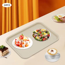 24pcs Eating Food Serving Tray for Cafeteria Restaurants 13.39" x 9.45", Khaki