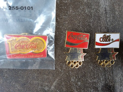 Lot 6 Vintage 1980s Coke-a-Cola Olympic Games Lapel Pins Soda Advertise Collect - Picture 2 of 3